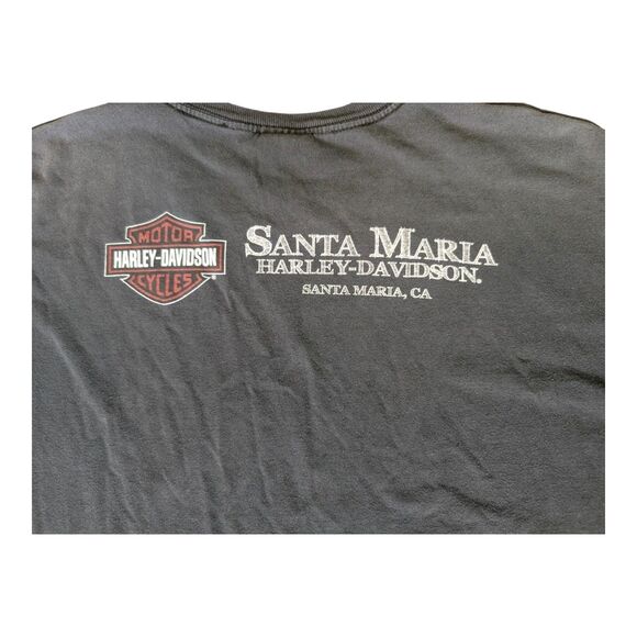 Vintage Y2K Harley Davidson Santa Maria CA Graphic T-Shirt XL Black Cyber - Picture 5 of 14